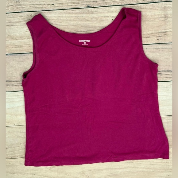 Lands' End Women's Fuchsia cotton Tank Top/size MP - Picture 1 of 6